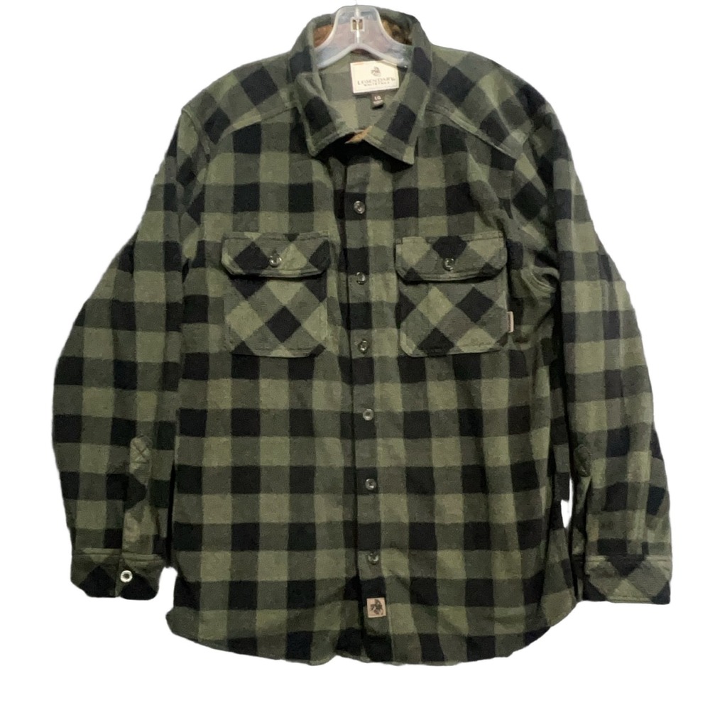 Legendary Whitetails Men's L Green Plaid Flannel Shirt Long Sleeve Button Pocket